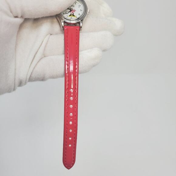 Vintage Disney Minnie Mouse Red Band Silver-toned Watch - Picture 5 of 10